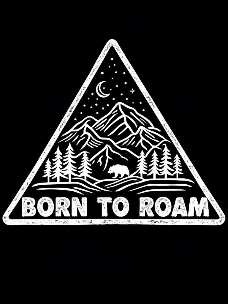 Born to Roam Wilderness Scene with Bear and Moon T-Shirt