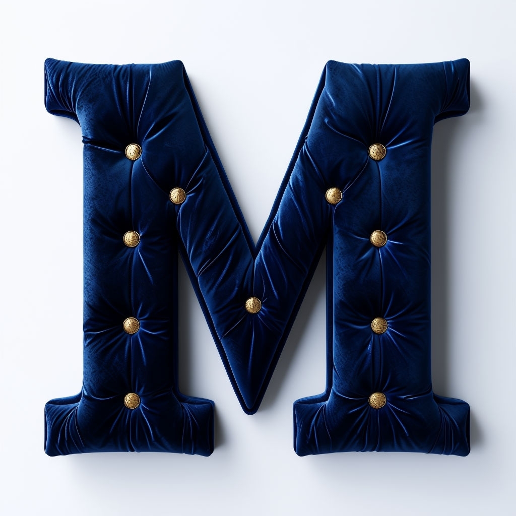 Luxurious Navy Velvet Letter M Monogram Art