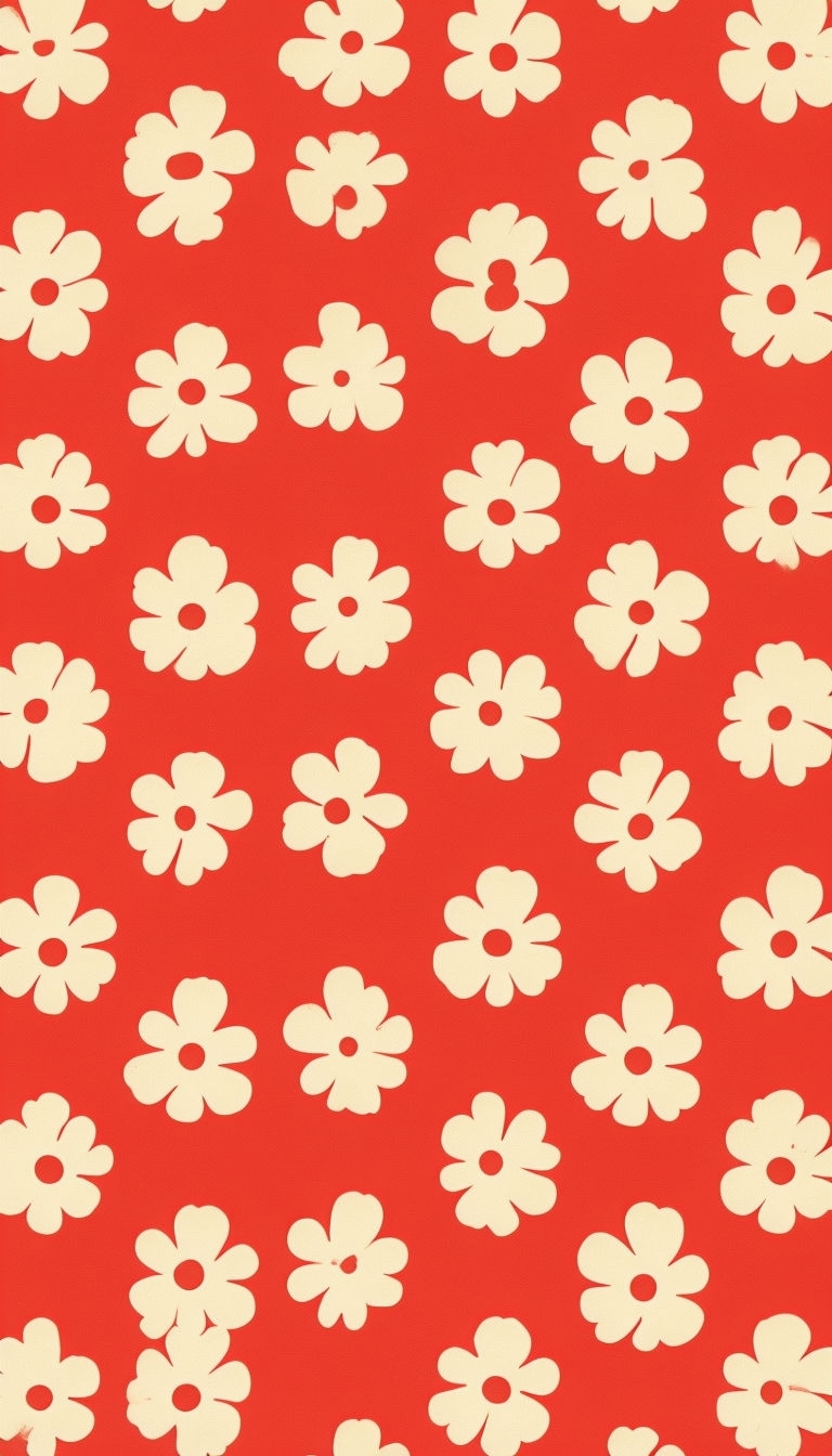 Vibrant Red Minimalist Floral Pattern Phone Case Cover