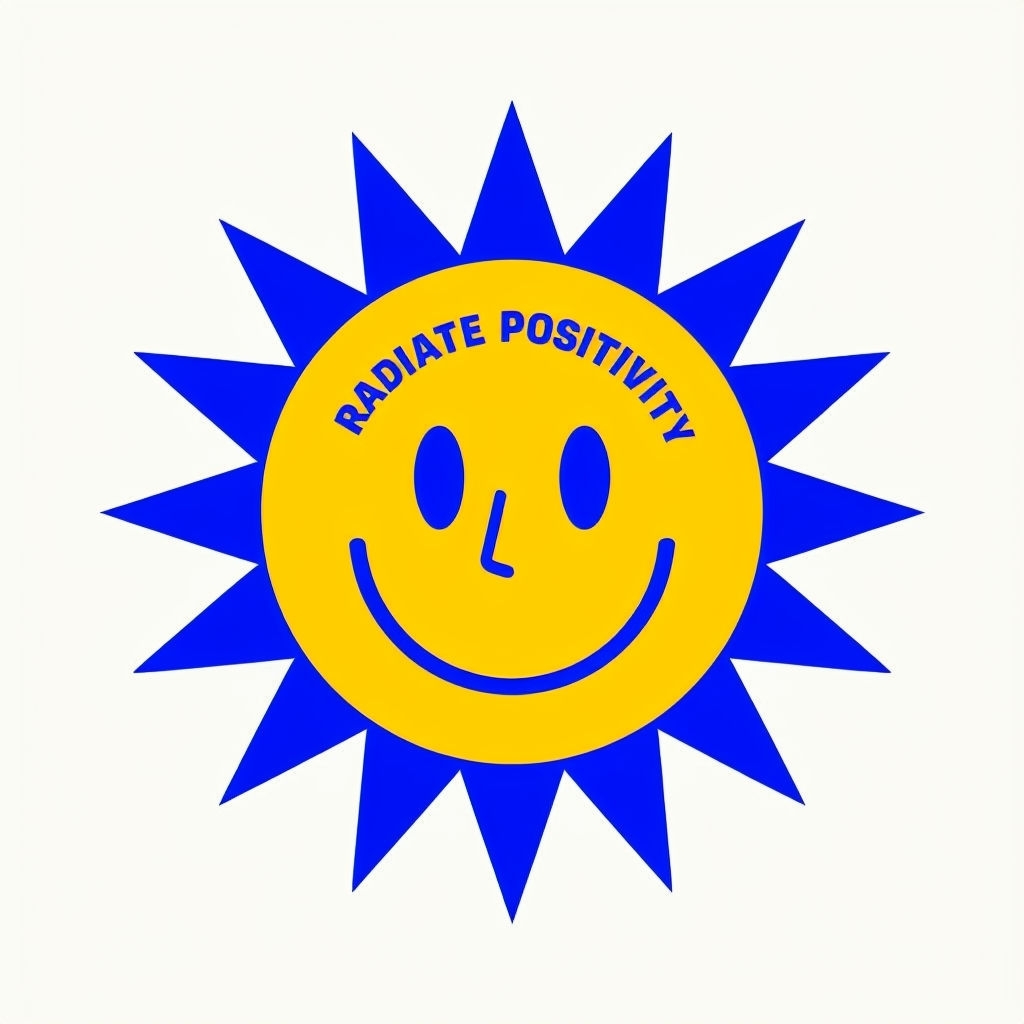 Cheerful Radiate Positivity Sun Illustration Sticker