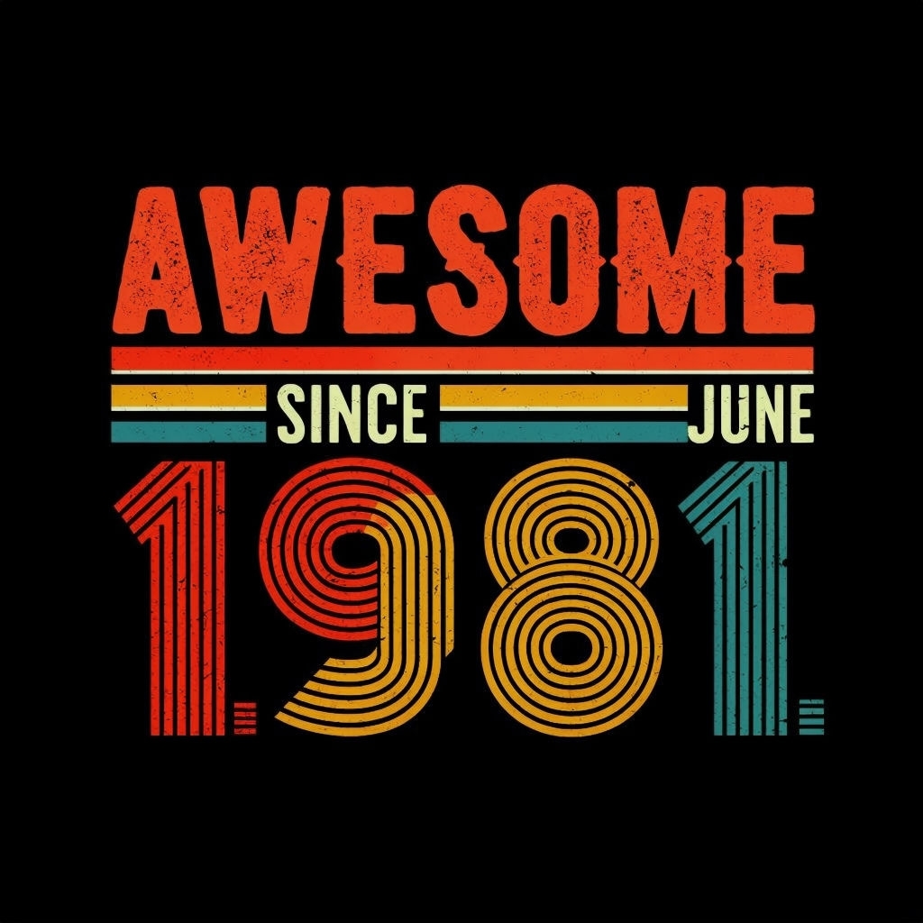 Awesome Since June 1981 Retro Graphic T-Shirt