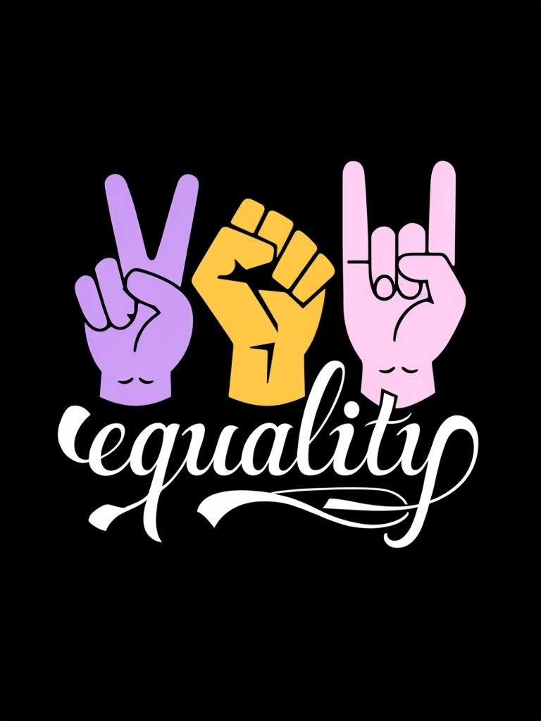 Diverse Hand Signs for Equality Graphic Design T-Shirt