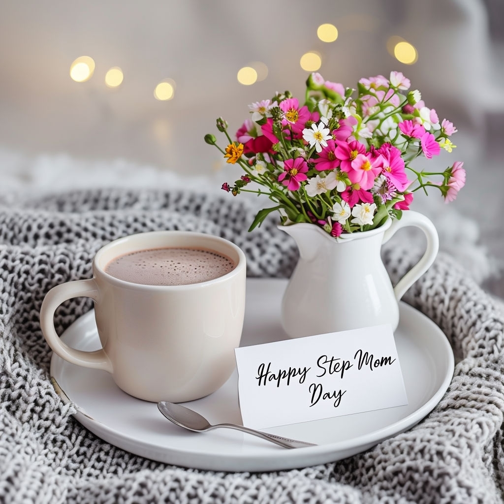 Cozy Coffee and Wildflower Arrangement for Step Mom Day Social Media Post