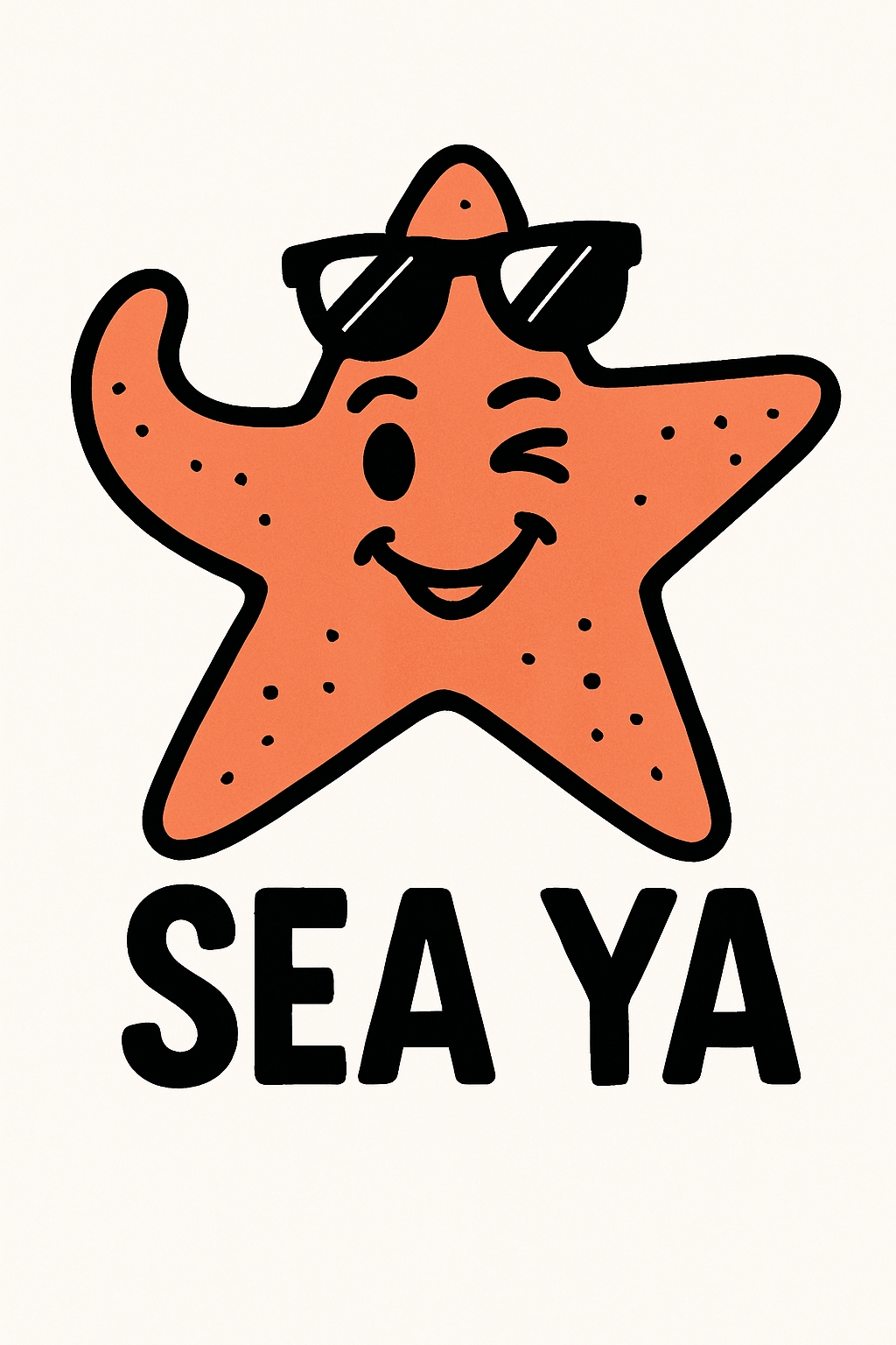 Playful Cartoon Starfish with Sunglasses and 'SEA YA' Text T-Shirt