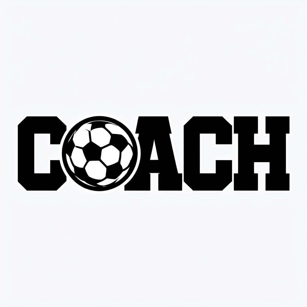 Bold COACH Soccer Design with Integrated Ball Graphic Sticker