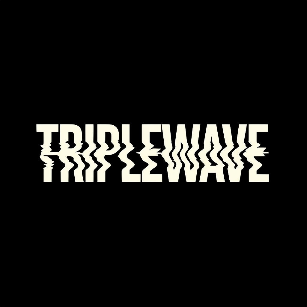 Bold Glitch Effect Text 'TRIPLEWAVE' Modern T-shirt