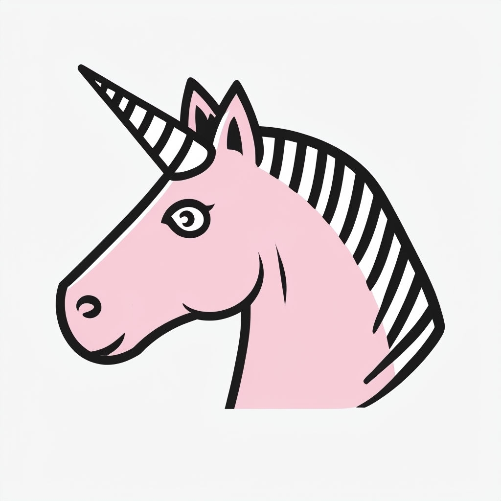 Whimsical Cartoon Unicorn Head Illustration Sticker