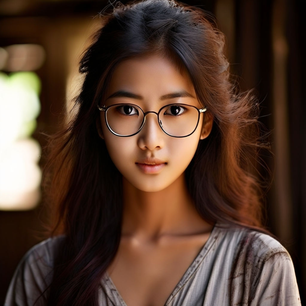 long hair girls wearing glasses asian ​