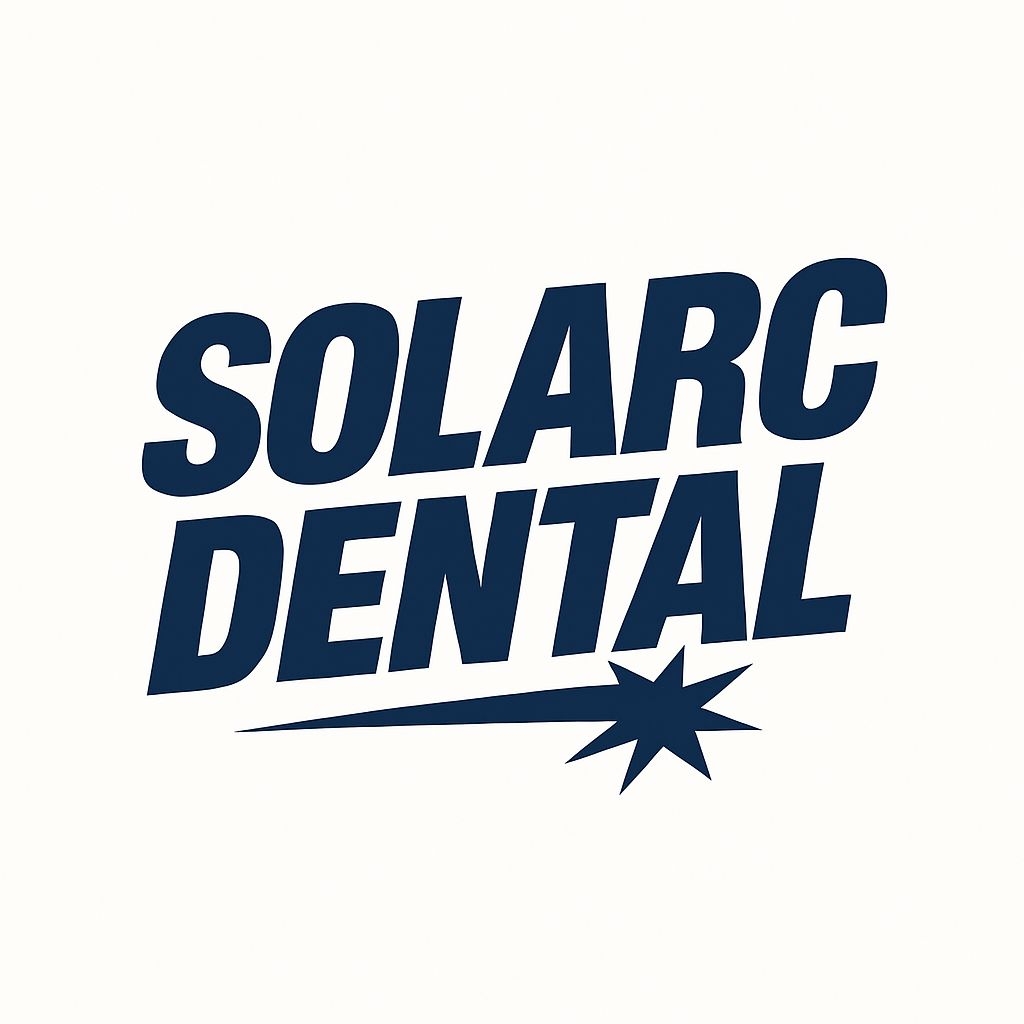 Minimalist Navy Blue SOLARC DENTAL Logo Design for Branding Logo