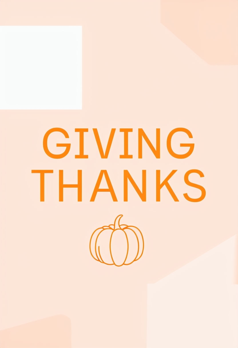 Modern Thanksgiving Giving Thanks Greeting Card with Pumpkin Illustration