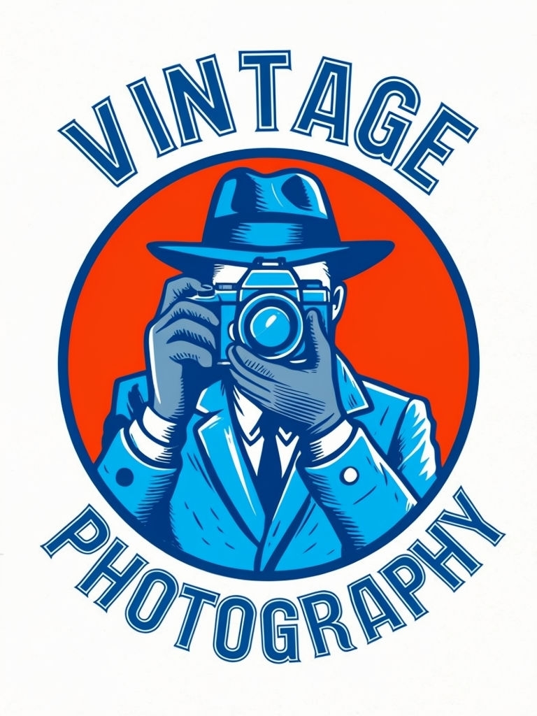 Vintage Photography Logo with Classic Camera Illustration T-Shirt