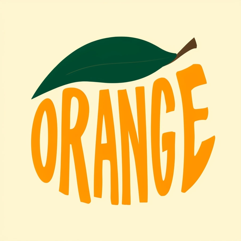 Playful Orange Word Illustration with Leaf Design Logo