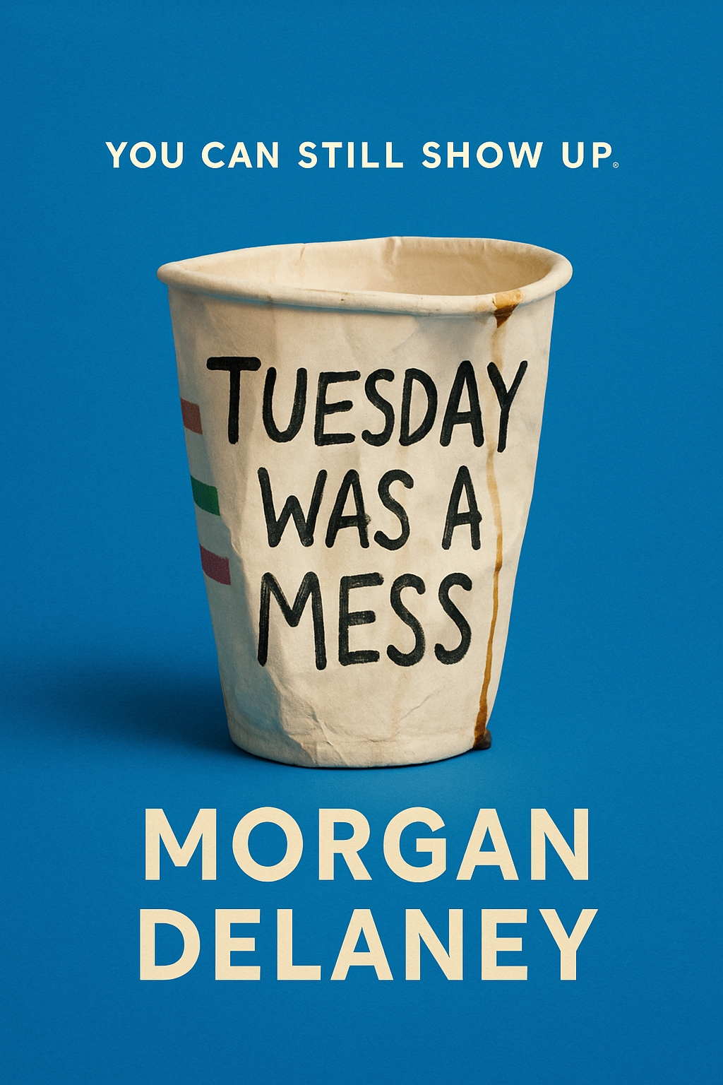 Vibrant Coffee Cup Humor with Motivational Text EBook Cover