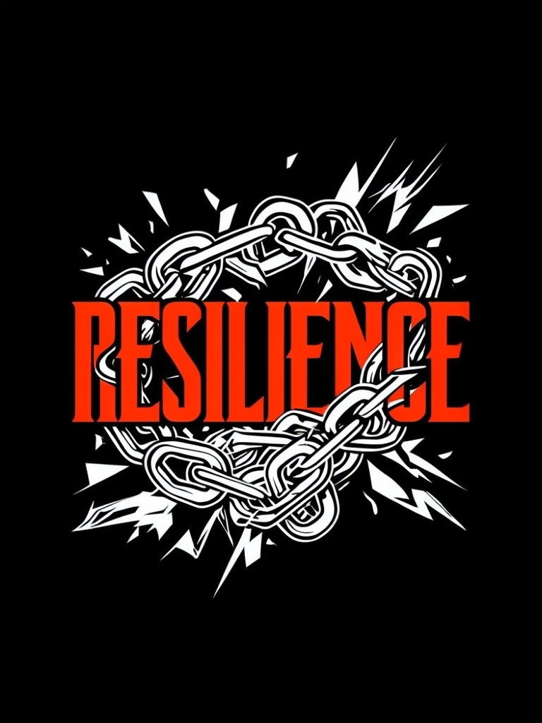 Bold Resilience Graphic with Broken Chains T-Shirt