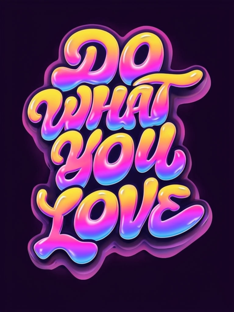 Vibrant Retro-Futuristic 'Do What You Love' Typography Poster