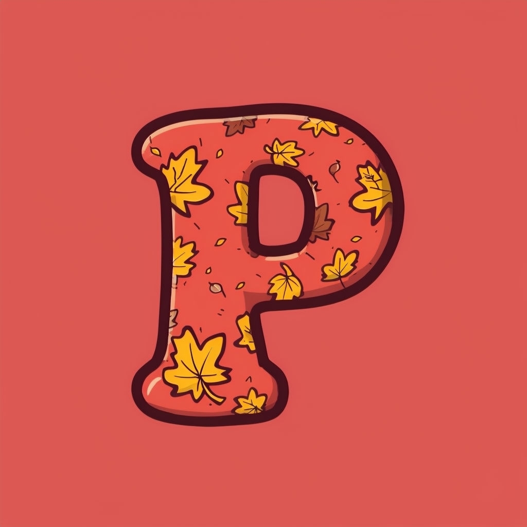 Playful Cartoon "P" with Autumn Leaves for Thanksgiving Poster