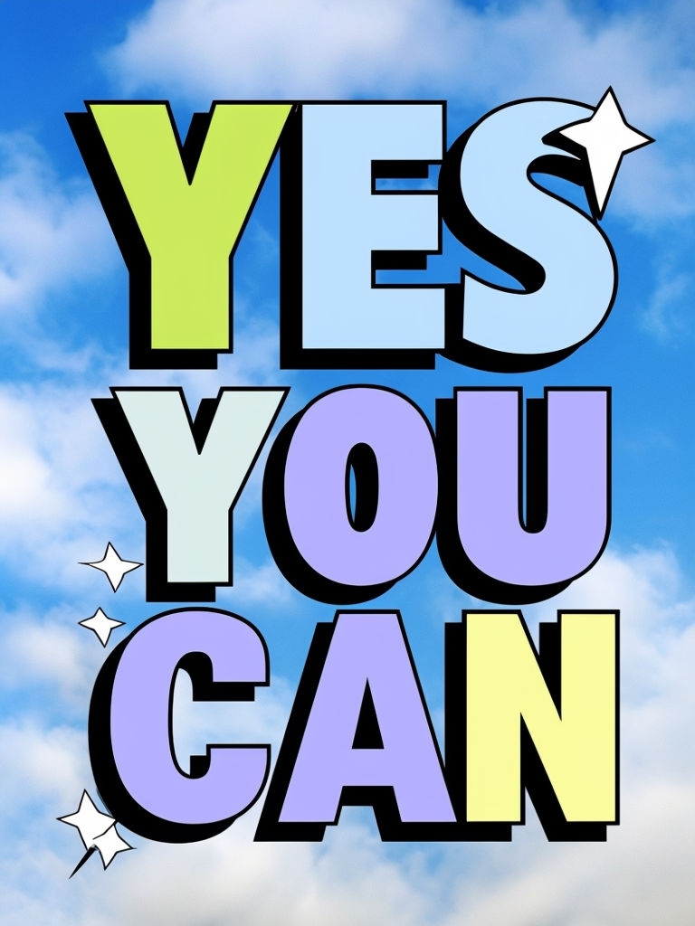 Vibrant 'YES YOU CAN' Motivational Poster with Pastel Colors
