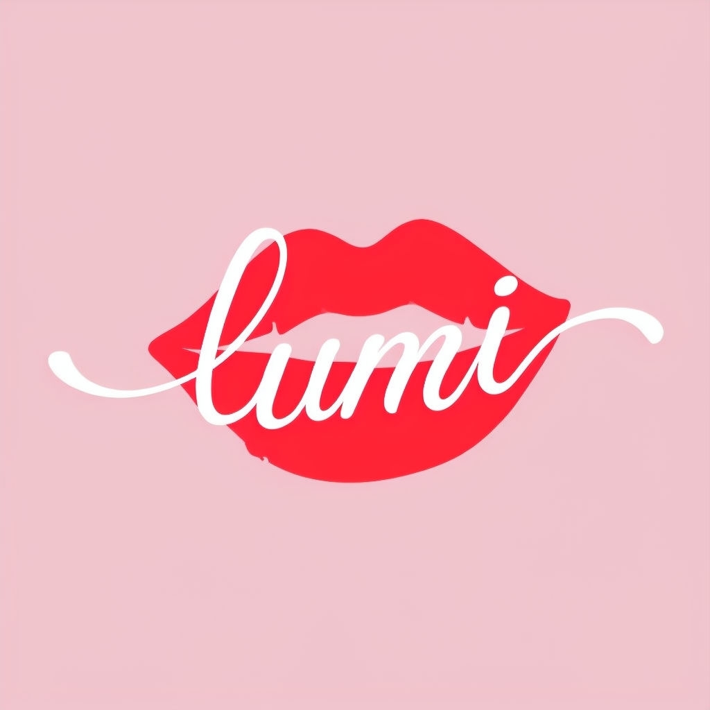 Stylized Red Lips with 'Lumi' Cursive Script Logo