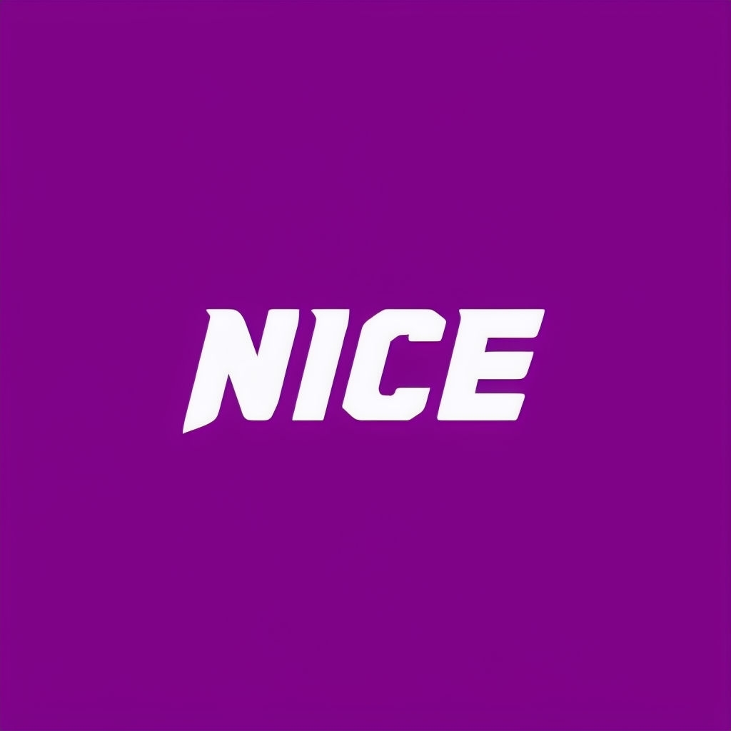 Bold Minimalist NICE Text on Purple Background Logo