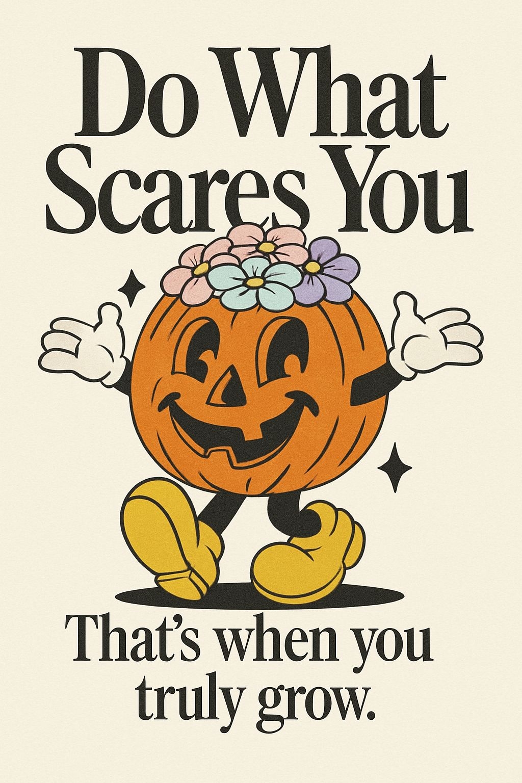 Cheerful Vintage Pumpkin Character with Motivational Quote Poster