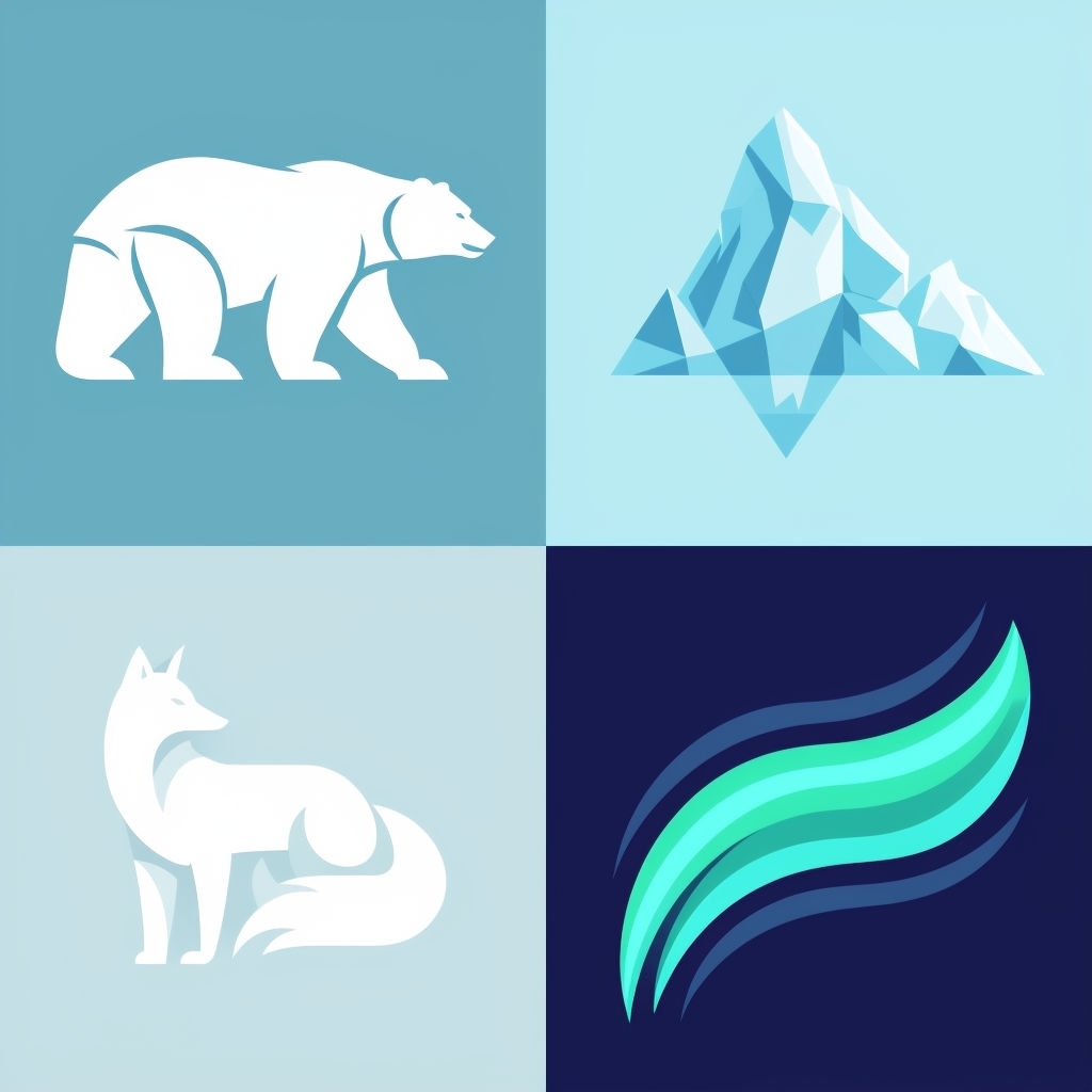 Arctic Wildlife and Iceberg Icons Seamless Pattern Design