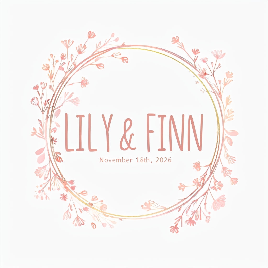 Charming Lily & Finn Floral Monogram with Circle Frame Design Monogram