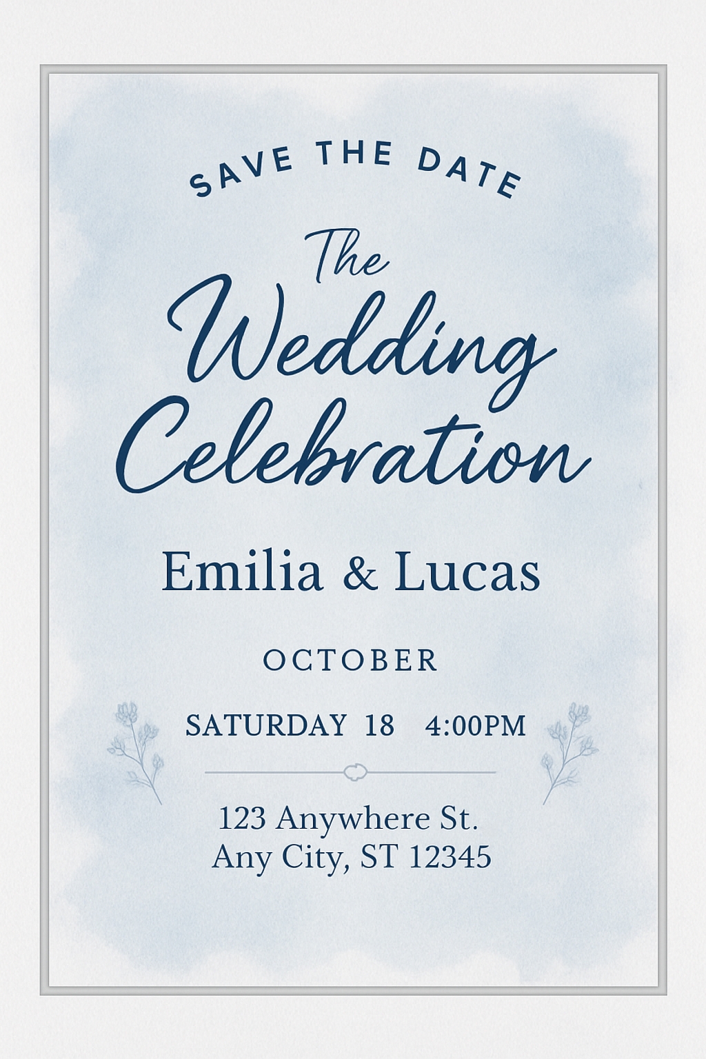 Elegant Watercolor Save the Date Wedding Invitation Card