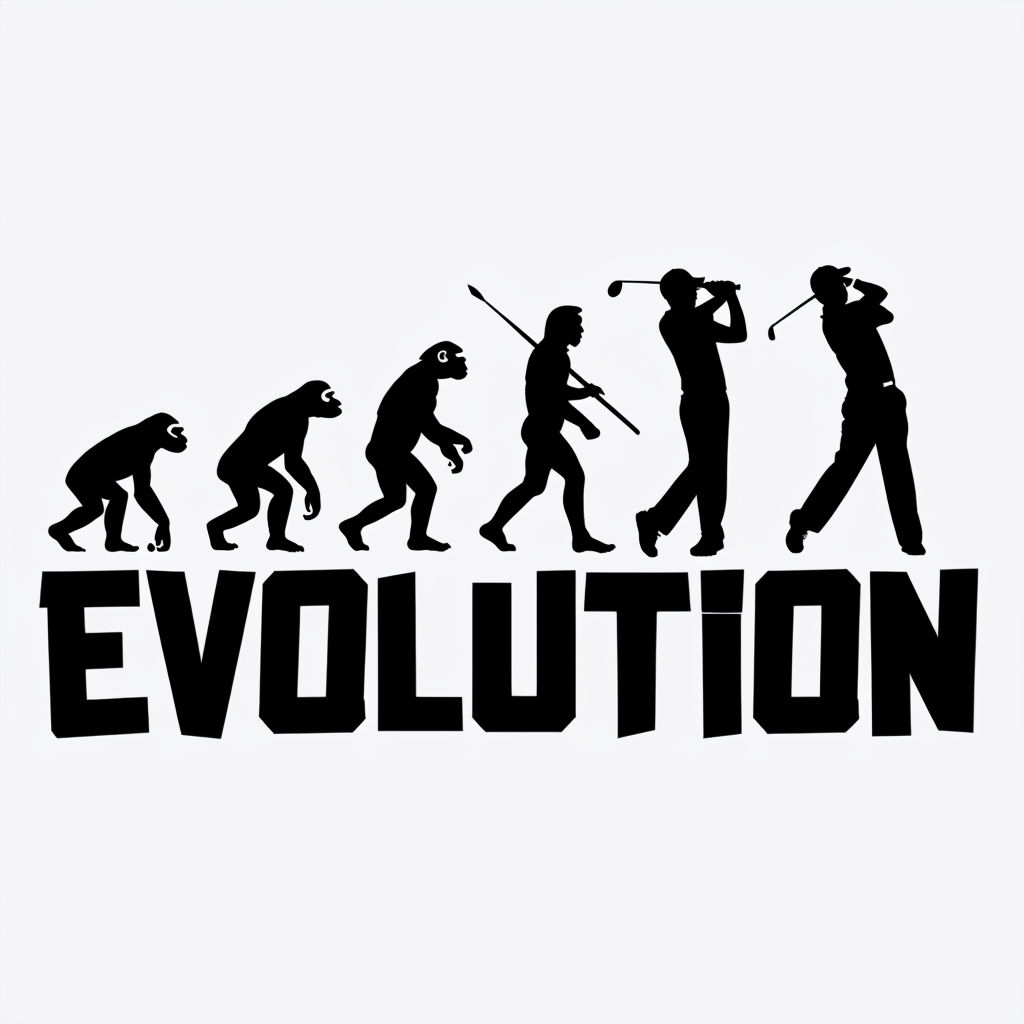 Evolution of Humanity and Golfing Silhouettes Sticker