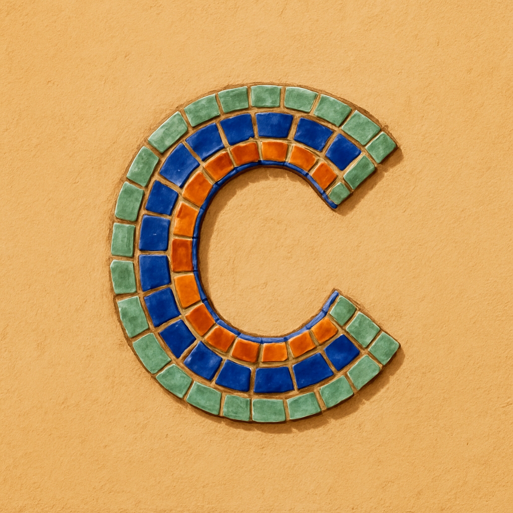 Colorful Mosaic Letter C Wall Art Design Monogram