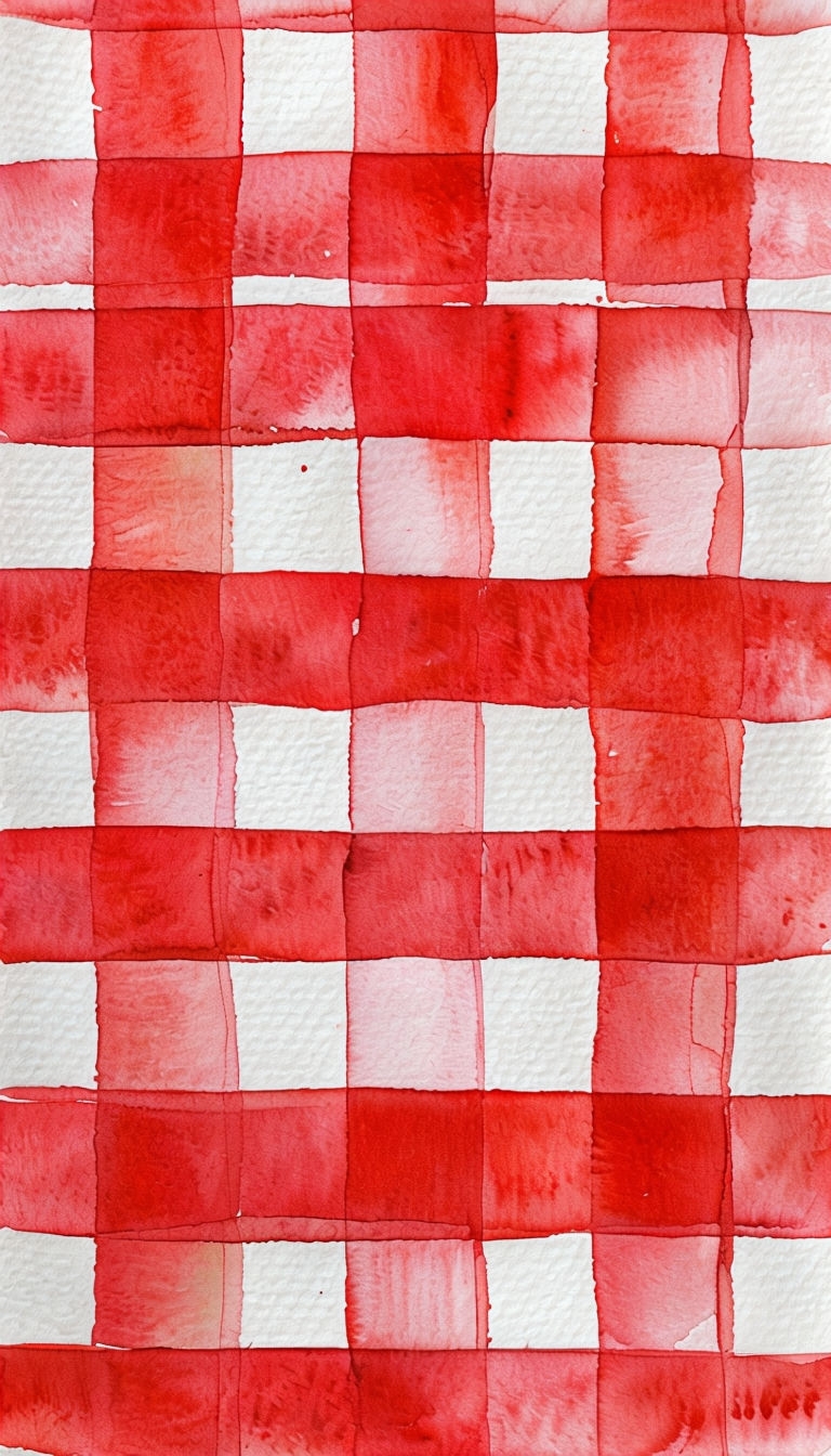 Red and White Gingham Watercolor Pattern Phone Case Cover