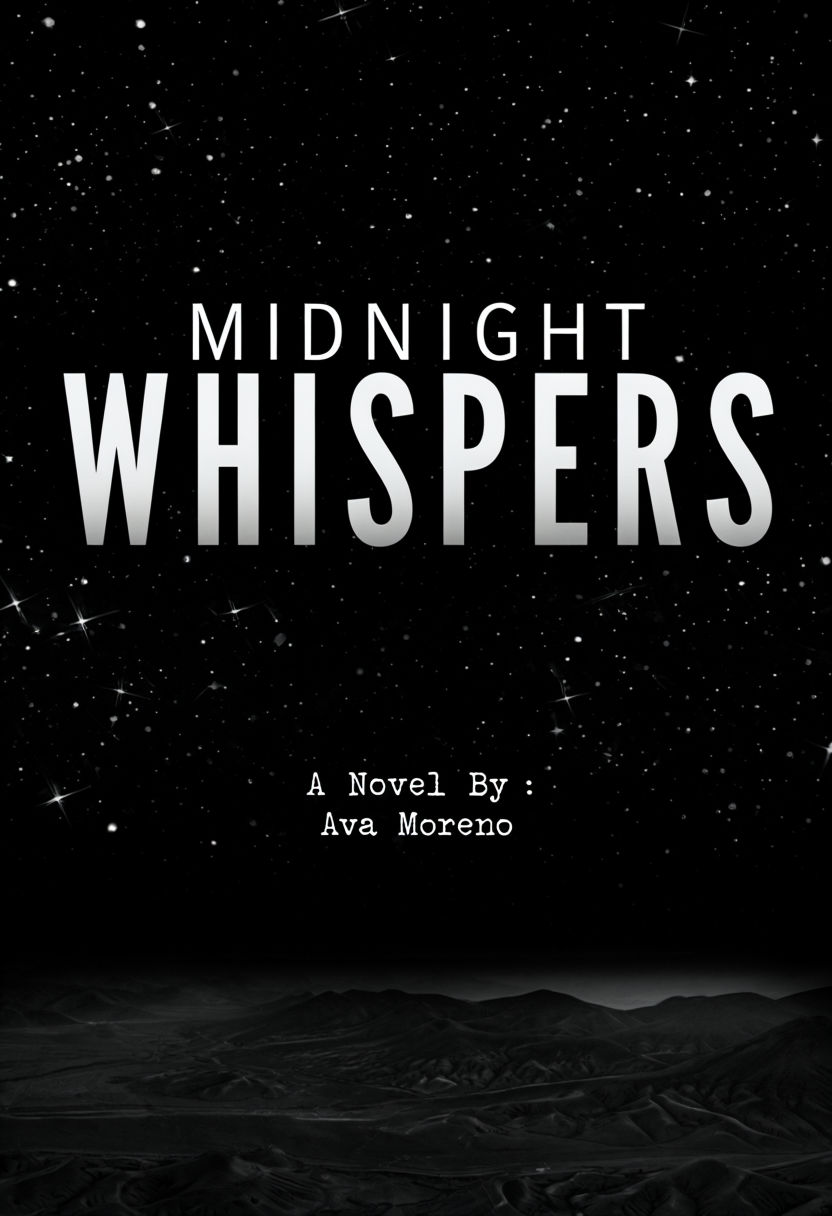 Midnight Whispers Book Cover Design Featuring Celestial Stars Art