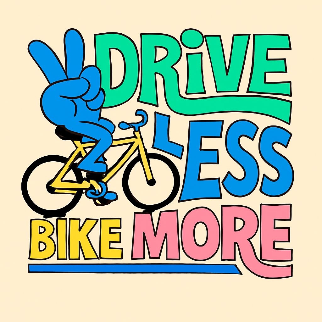 Vibrant Motivational Drive Less Bike More Illustration Poster