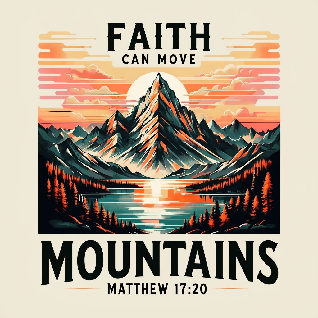 Dramatic Mountain Landscape with Faith Can Move Mountains T-Shirt