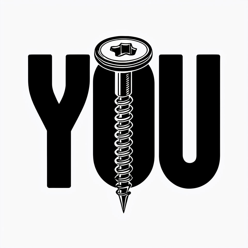 Bold 'YOU' Typography with Screw Illustration Minimalist Poster