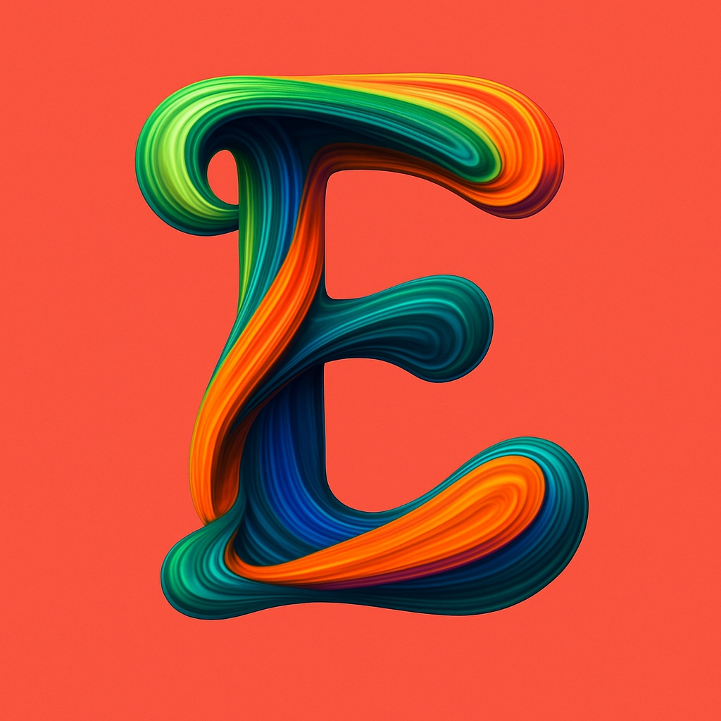 Dynamic Colorful Serif Letter E Artwork for Monogram
