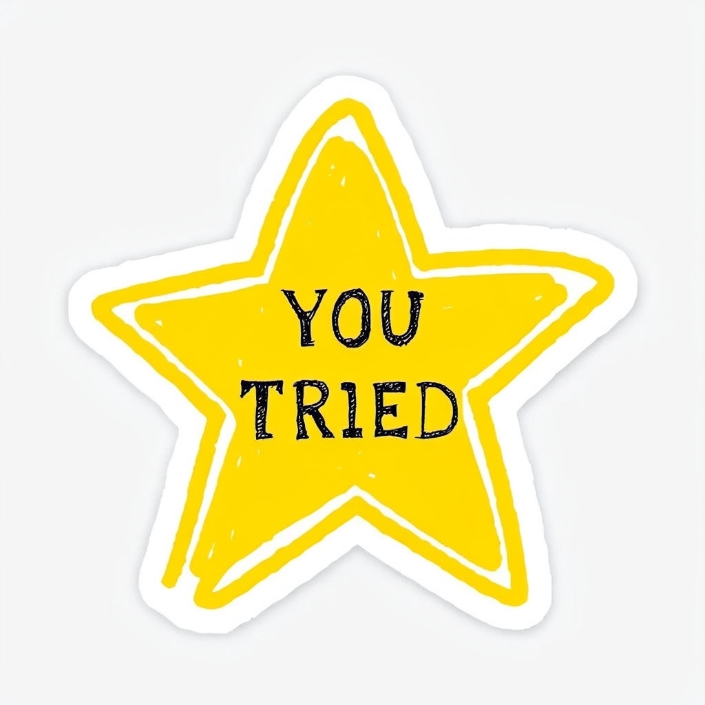 Bright Yellow 'YOU TRIED' Star Sticker for Motivation