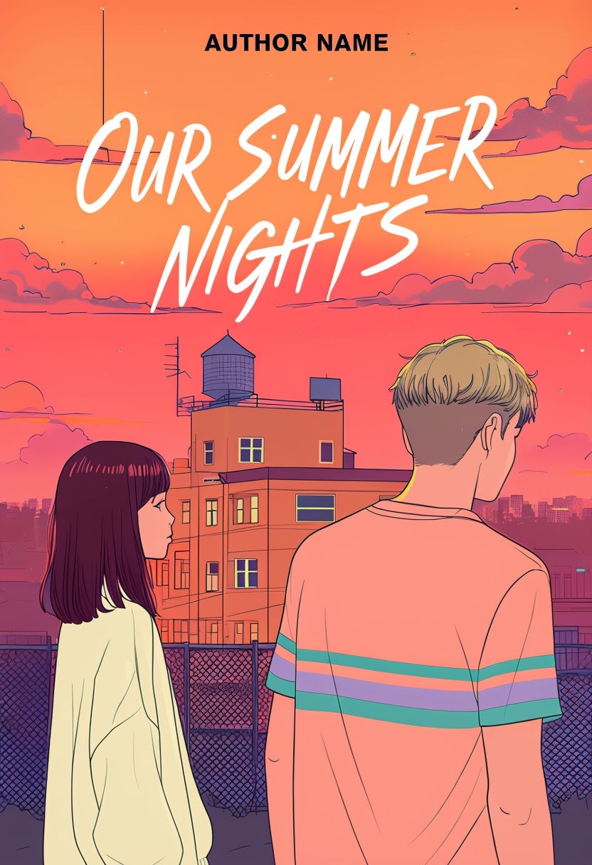 Romantic Manga-Style Our Summer Nights EBook Cover Illustration