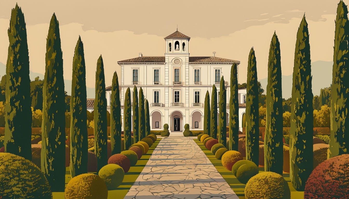 Majestic Grand Villa Surrounded by Cypress Trees Virtual Backgrounds