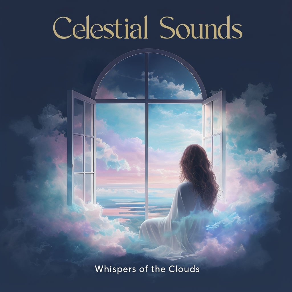 Celestial Sounds Dreamy Album Cover with Ethereal Clouds