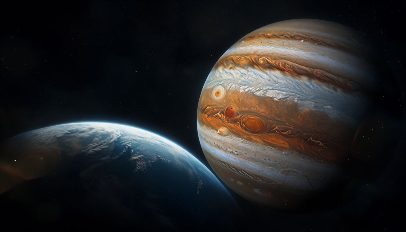 Stunning Photorealistic Earth and Jupiter Space Virtual Background