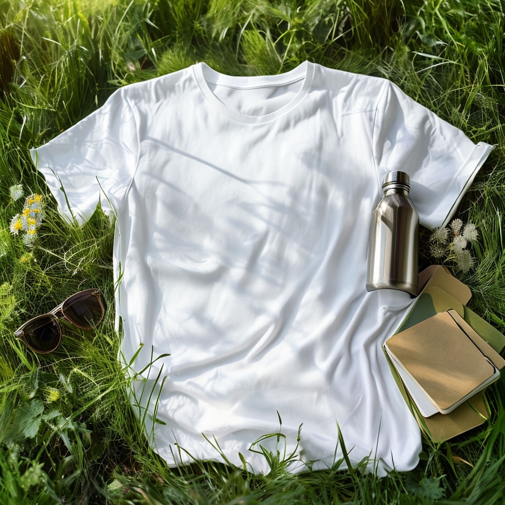 Eco-Friendly Outdoor T-Shirt Mockup on Green Grass