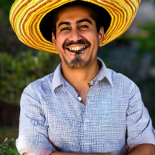 Head only drawn comical image of smiling Mexican male wearin... by Mark ...