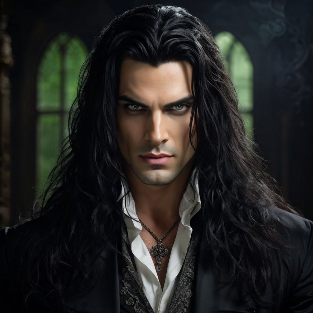 Vampire guy shoulder long hair