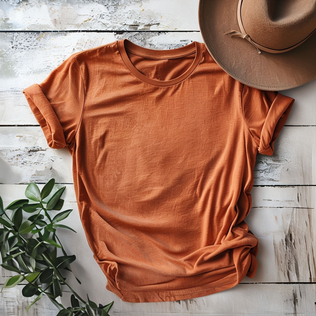 Vibrant Rust-Orange Women's Cotton T-Shirt Mockup