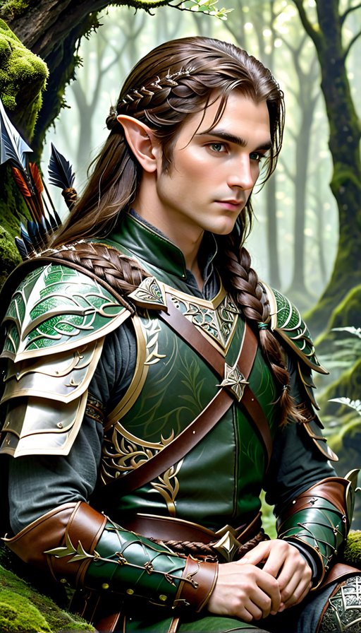 Male elven ranger clad in medieval leather armor with intric... by Edin ...