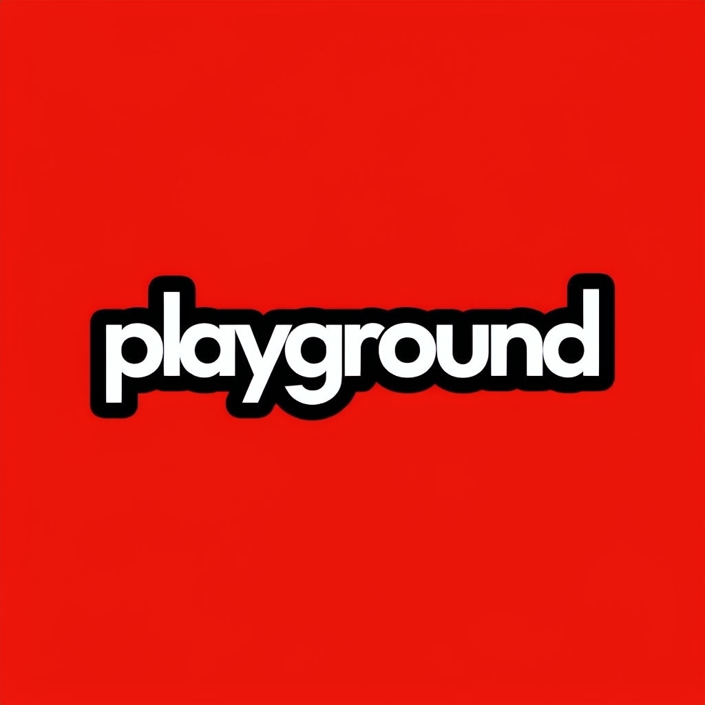 Bold Minimalist Playground Logo Design on Vibrant Red Background