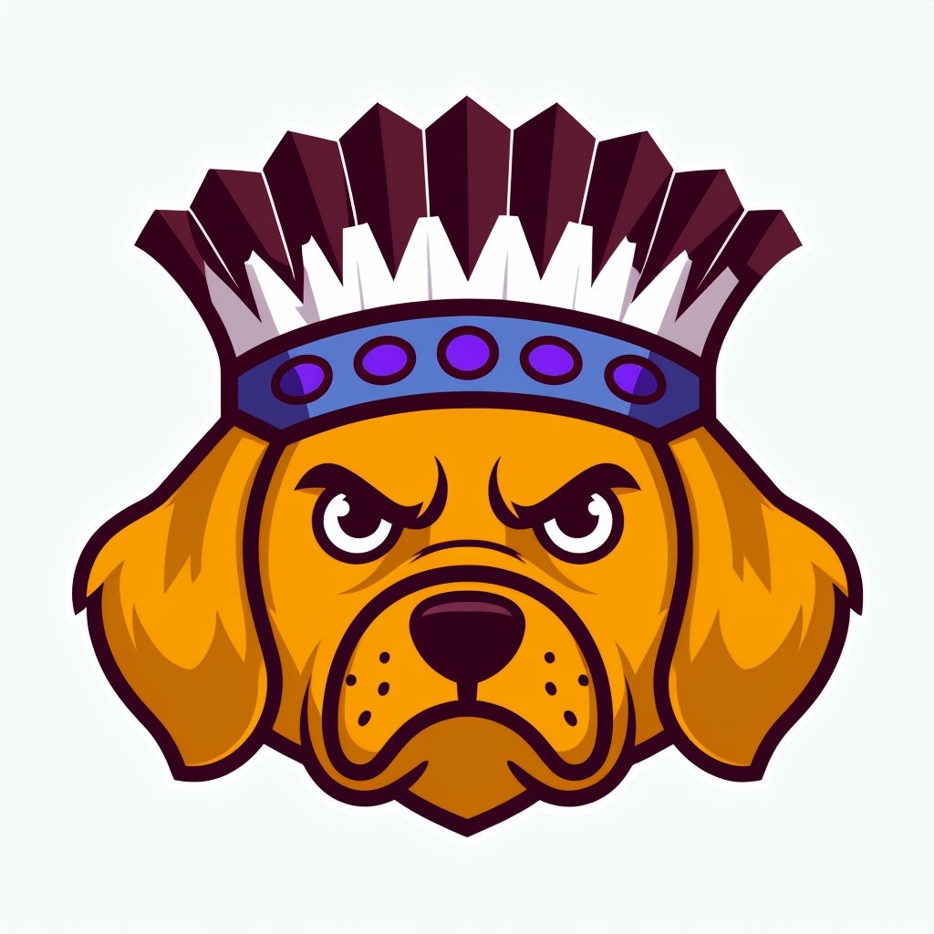 Angry Cartoon Labrador Face Illustration with Decorative Headdress Sticker