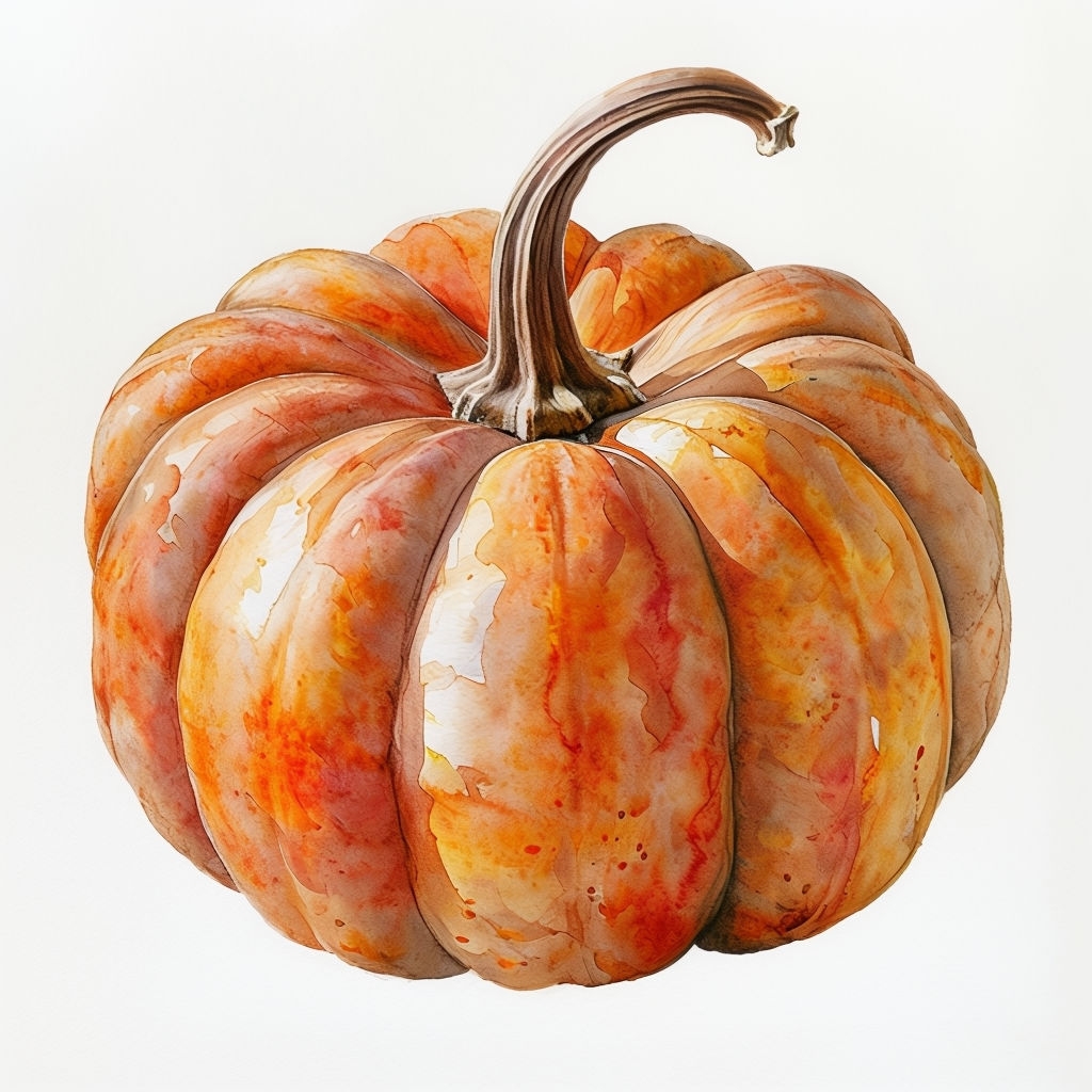 Vibrant Watercolor Pumpkin Illustration for Autumn Sticker