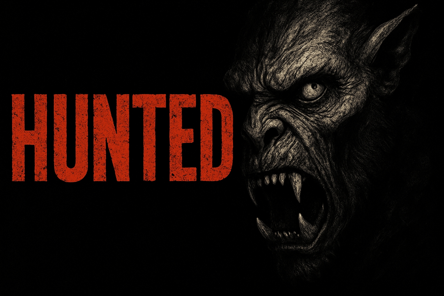Menacing HUNTED Horror Illustration with Sinister Creature Social Media Post