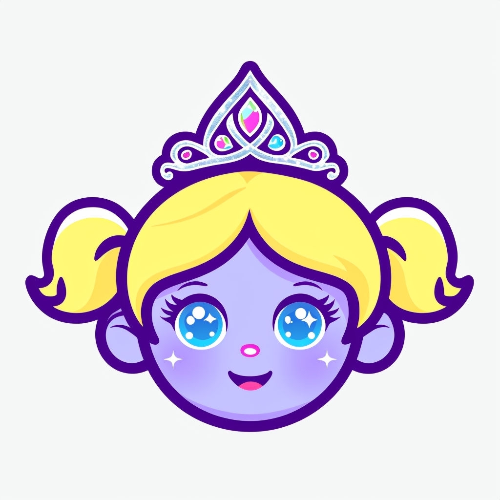 Playful Lavender Fairy Girl Cartoon Face Sticker